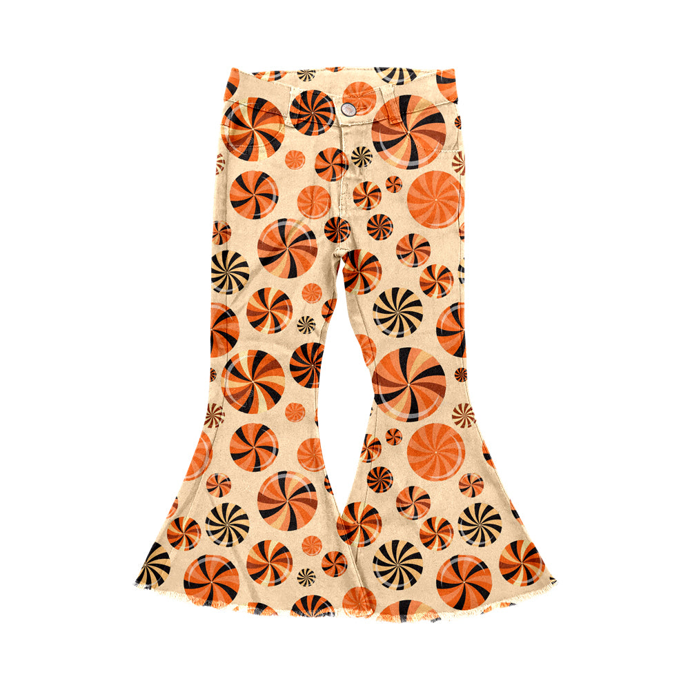 6.21 custom each style moq 5eta 4-6week baby girl clothes orange bell bottom pant jeans pant