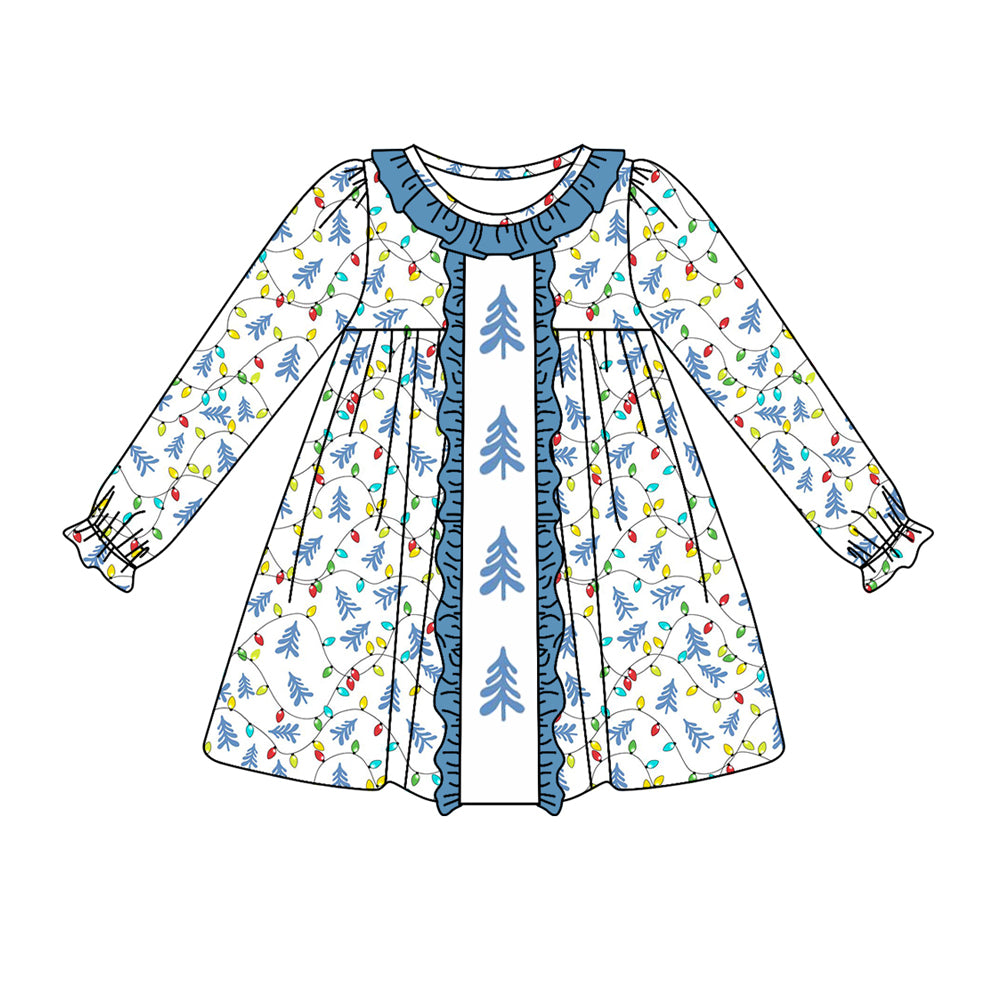 6.29 custom each style moq 5eta 4-6week Sibling Sister lightning blue baby girls sets and dress and rompers match family design