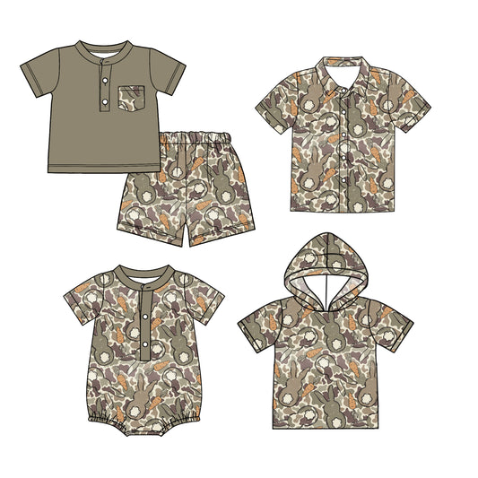26.1.15 custom each style moq 5 eta 6-8 week Sibling Sister camouflage bunny baby boy short sleeve shorts sets and top 2 and romper match family design