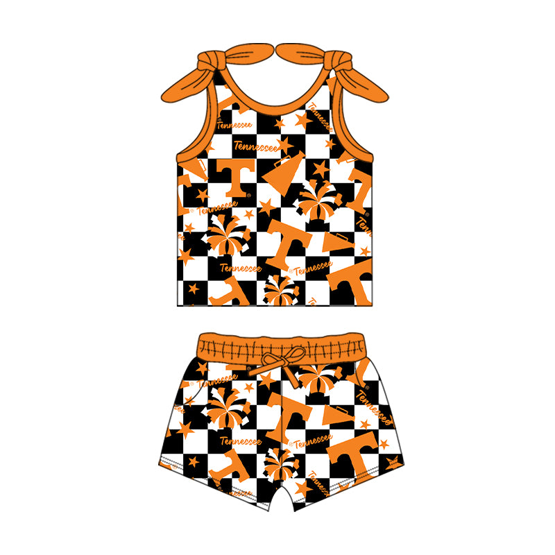 Custom moq 5 mix size milk silk summer teams baby girls clothes team orange sleeveless shorts sets and skirts sets and dress and jumpsuit-25.7.16