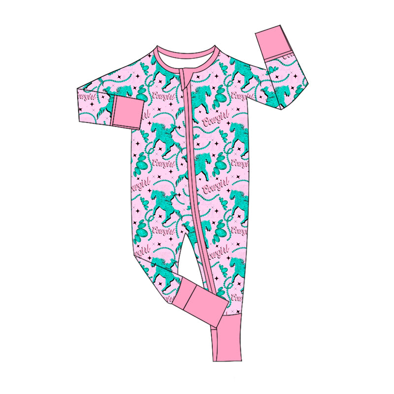 8.30 custom each style moq 5eta 4-6week Sibling Sister cowgirl pink baby girl sets and dress and rompers match family design