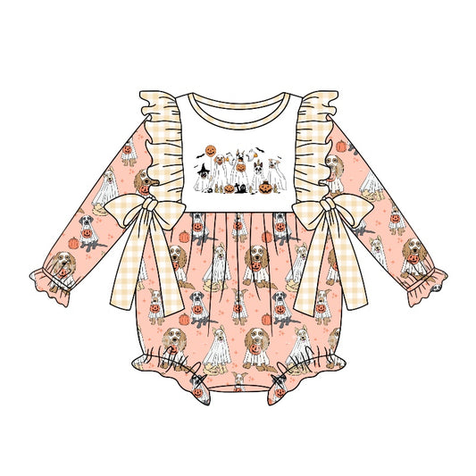 5.9custom each style moq 5eta 4-5week Sibling Sister Halloween style print pink girls outfits and baby rompers and dress match family design