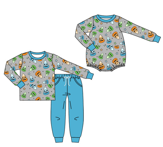 25.7.15 custom each style moq 5eta 4-6week Sibling Sister halloween baby boy long sleeve pants sets and rompers match family design