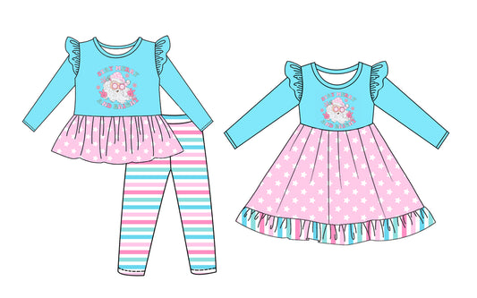 25.6.12 custom each style moq 5eta 4-6week Sibling Sisters Christmas baby girl long sleeve pants sets and dress match family design