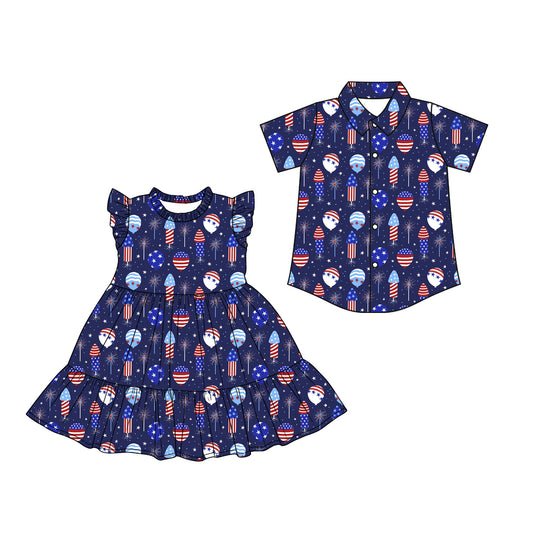 26.1.19 custom each style moq 5 eta 6-8week Sibling Sister baby button short sleeve top and dress match design