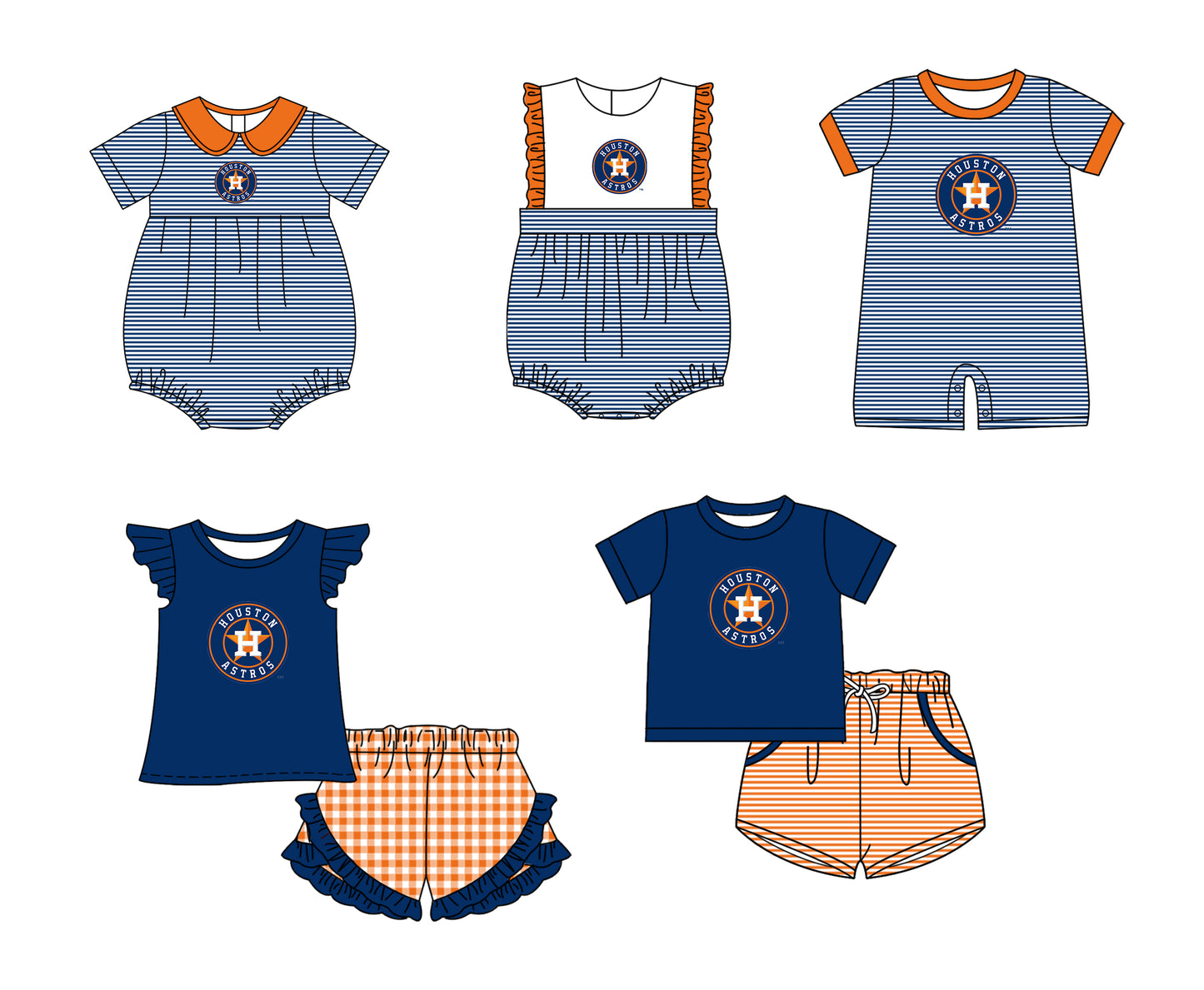 Custom moq 5 mix size milk silk summer teams Baby Boys And Girls Short-Sleeved Navy Blue Shirt And Shorts Set Matching Striped Rompers Outfit Set