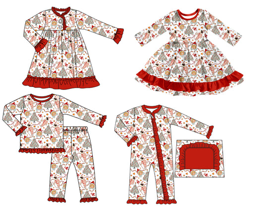 25.7.7 custom each style moq 5 eta 4-6week Sibling Sisters Christmas baby girl long sleeve pants sets and romper and dress 1 and dress 2 match family design