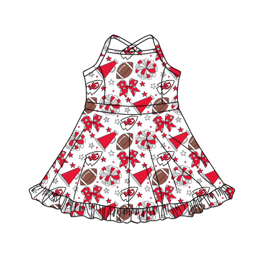 Custom moq 5 mix size milk silk summer teams Baby Girls Strap Stars Bows Yoga Ruffle Knee Length Dresses Activity Wear Cute Kids Clothing