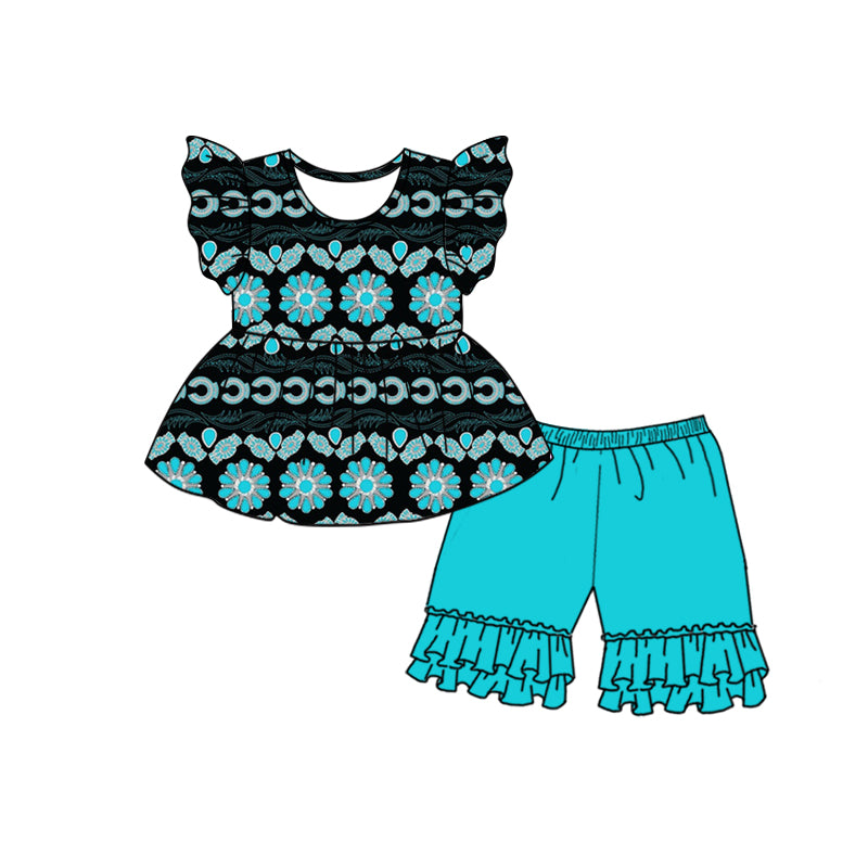 12.23 custom each style moq 5eta 4-6week Sibling Sister baby girls short sleeve shorts sets 1 and sets 2 ans sets 3 match design