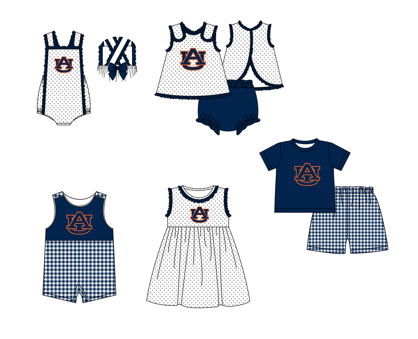 Custom moq 5 mix size milk silk summer teams Navy Polka Dot Baby Romper Set Short-Sleeved Thong Dress for Girls And Short-Sleeved Shorts for Boys Cute Baby Outfit Combination