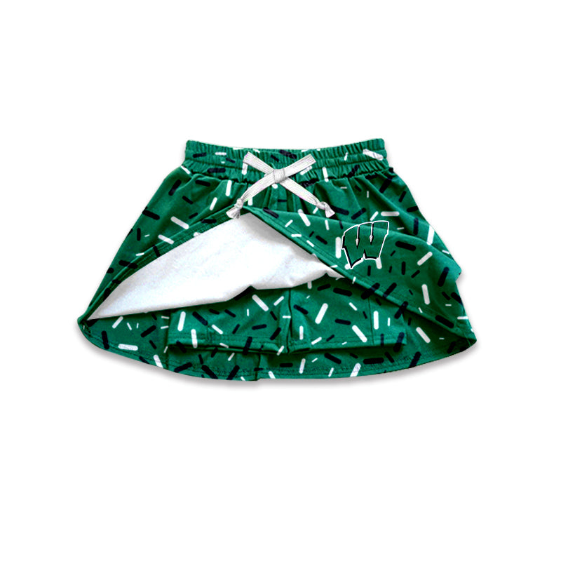 Custom moq 5 mix size milk silk baby girls clothes team green hooded long sleeve tops and skirt and dress and shorts 1 and shorts 2-25.7.5