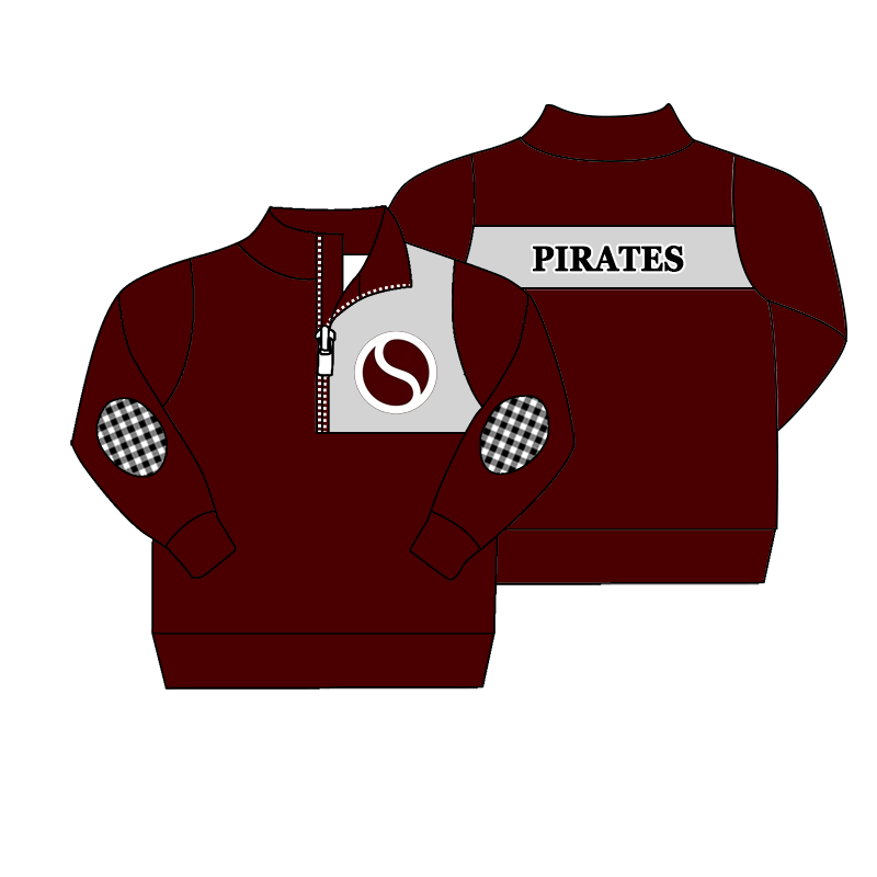 custom moq 5 mix size MSD072105 Baby Toddler Long Sleeve Quarter Zip Pullover Casual Team Top