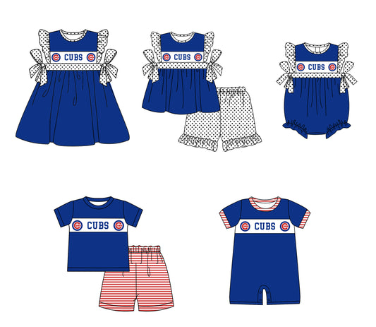 Custom moq 5 mix size milk silk summer teams baby girl boys clothes Dark blue short sleeve shorts sets 2  and dress and rompers 2 series