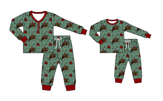 25.5.13 custom each style moq 5eta 4-6week Sibling Sister riding horse long sleeve pants sets and adult sets match design