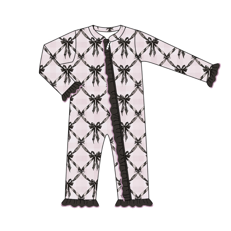 8.14 custom each style moq 5eta 4-6week Sibling Sister black bow baby girl sets and dress and rompers match family design
