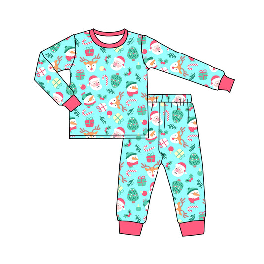 5.27 custom each style moq 5eta 4-5week Sibling Sister Christmas sky blue boys outfits and romper match family design