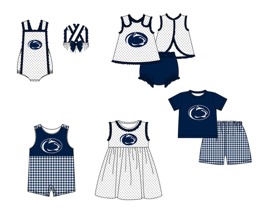 Custom moq 5 mix size milk silk summer teams Navy blue  Polka Dot Baby Romper Set Short-Sleeved Thong Dress for Girls And Short-Sleeved Shorts for Boys Cute Baby Outfit Combination