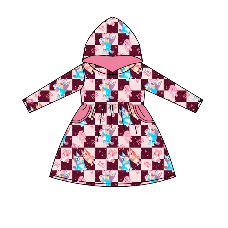 10.25 custom each style moq 5eta 4-6week Sibling Sister XOXO caroon dog love baby girl sets and dress match family design