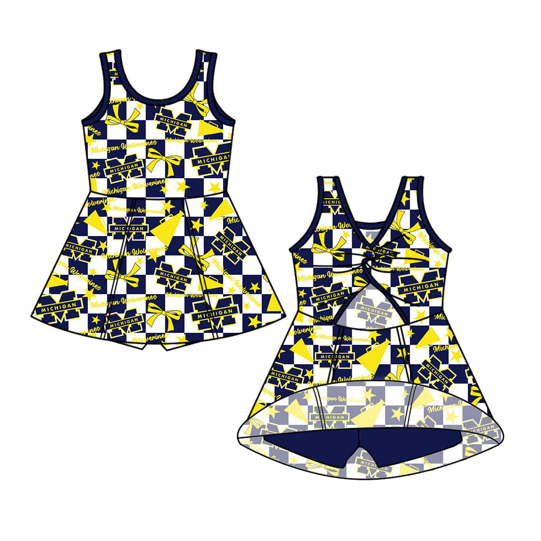 Custom moq 5 mix size milk silk summer teams baby girls clothes team bow blue sleeveless skirts sets and dress 1 and dress 2 and dress 3-25.6.30