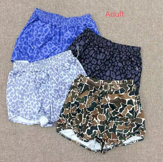 RTS NO MOQ Sibling Adult Girls Camouflage Sports summer yoga Shorts