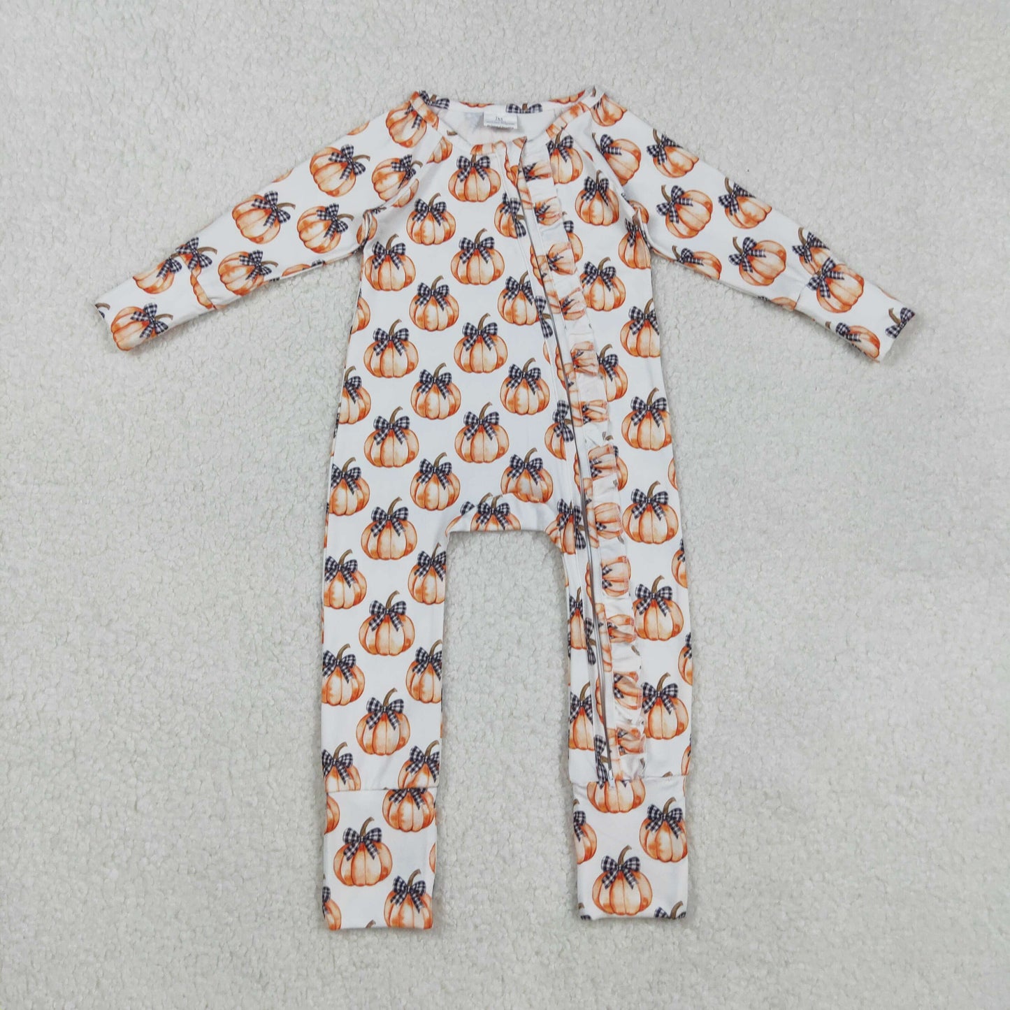 RTS NO MOQ Sibling Baby boy girls clothes Halloween pumpkin long-sleeve rompers