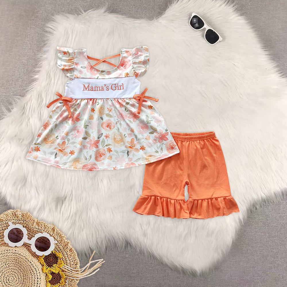 RTS Boys and girls Embroidered Short Sleeve Shorts sets dress rompers
