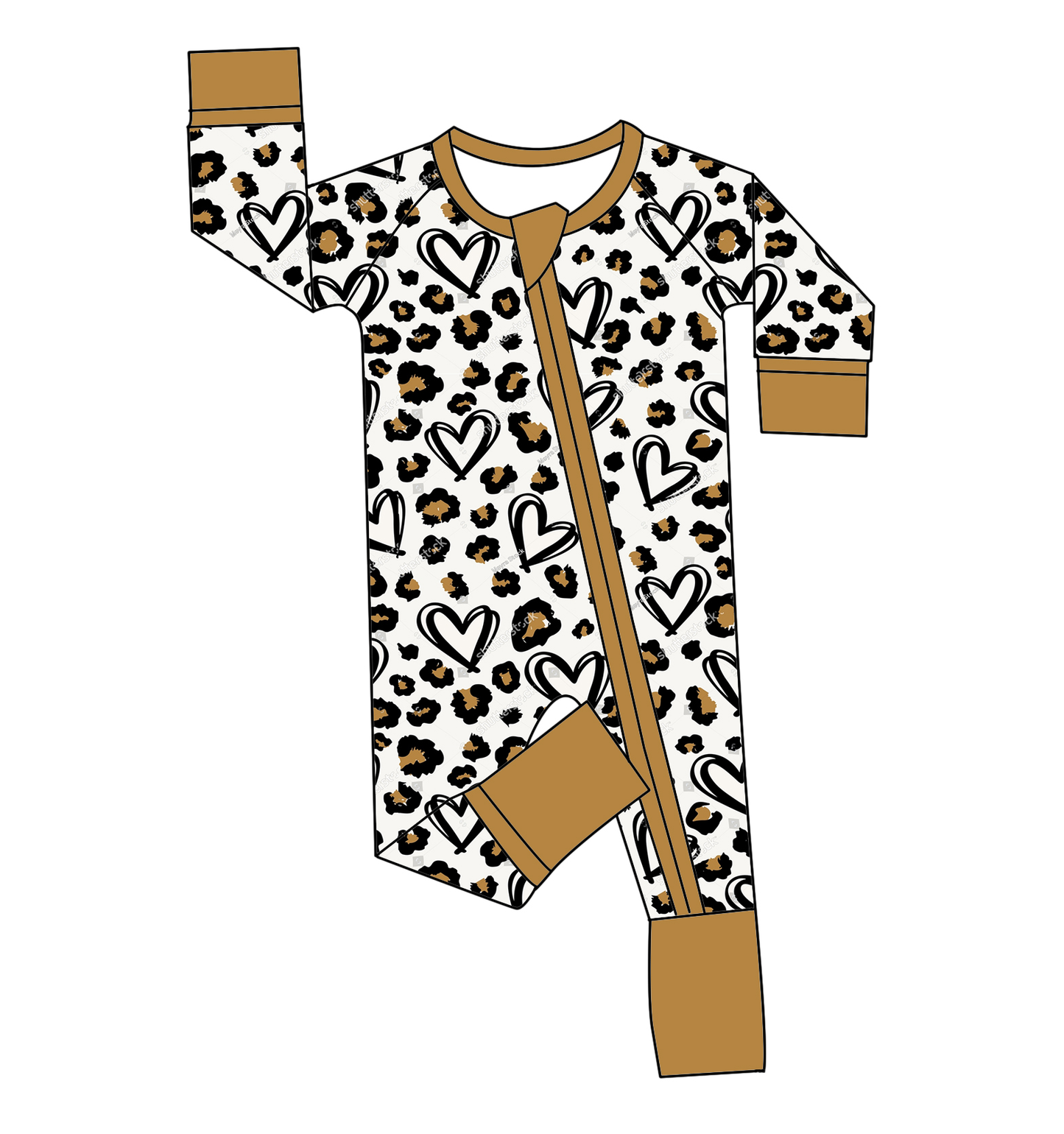 custom moq 5 eta 4-5 weeksLeopard print heart long sleeve romper  sleeper