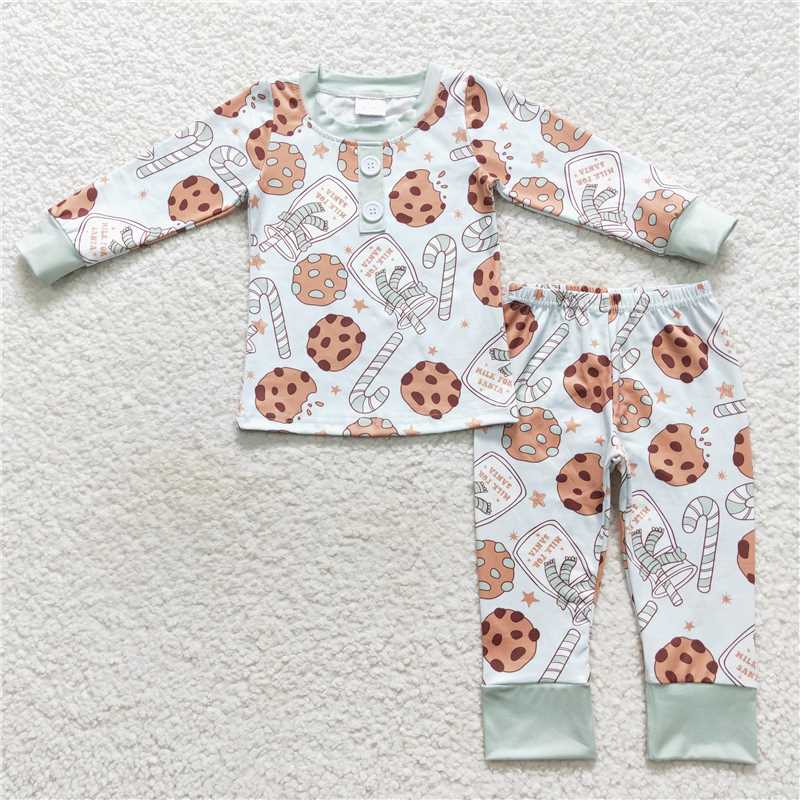 Baby Boys Milk & Cookies Christmas Collection - Zip Front Romper & Button Placket PJ Set