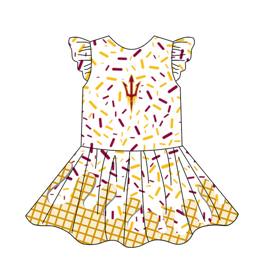 custom moq 3 eta 6-7weeks baby girls clothes team flying Sleeves Dress