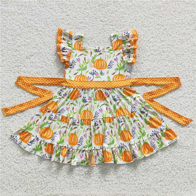 SALES  NEW Baby Girls Pumpkin Twirl Dress Infant Costume Orange Dress for Girls Kids' Halloween Costume Dress