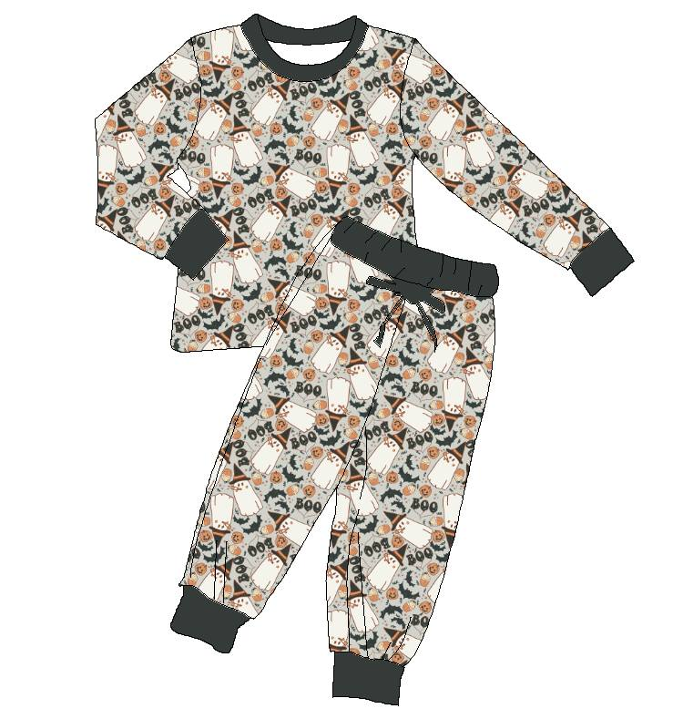 Custom moq 5 mix size milk silk summer teams baby girl clothes halloween long sleeve pants sets-25.8.7