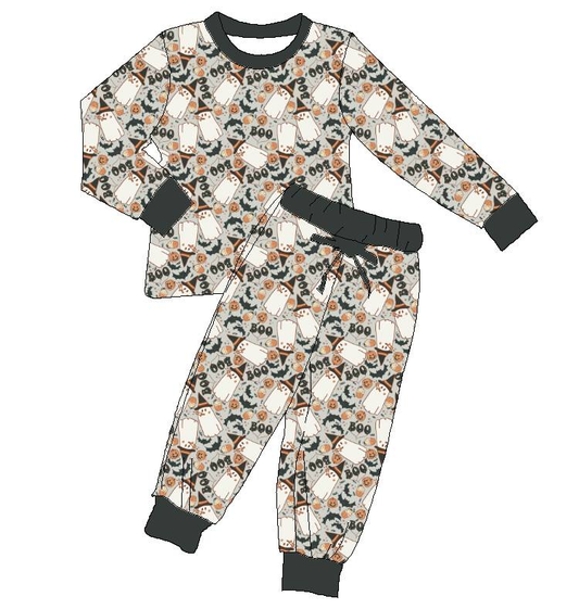 Custom moq 5 mix size milk silk summer teams baby girl clothes halloween long sleeve pants sets-25.8.7