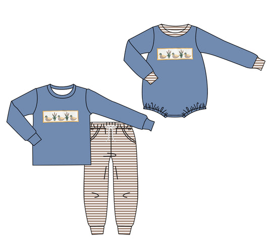 25.7.17 custom each style moq 5eta 4-6week Sibling Sister duck baby boy long sleeve pants sets and rompers match family design