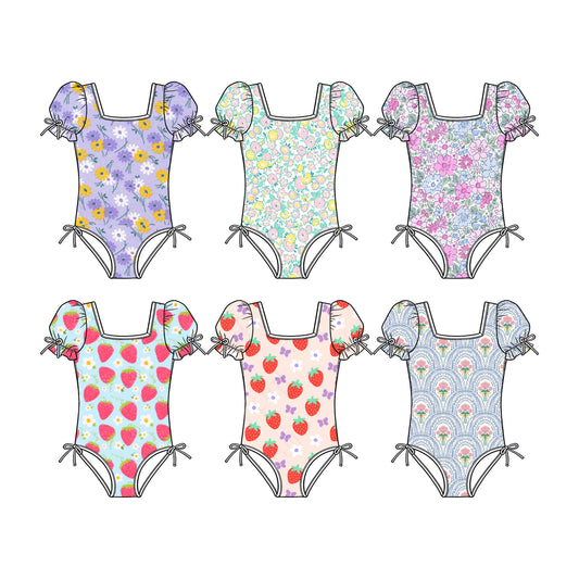 3.30 Custom moq 5 mix size Sibling Baby Girls Colorful Flowers One Piece Swimsuits for Kids'