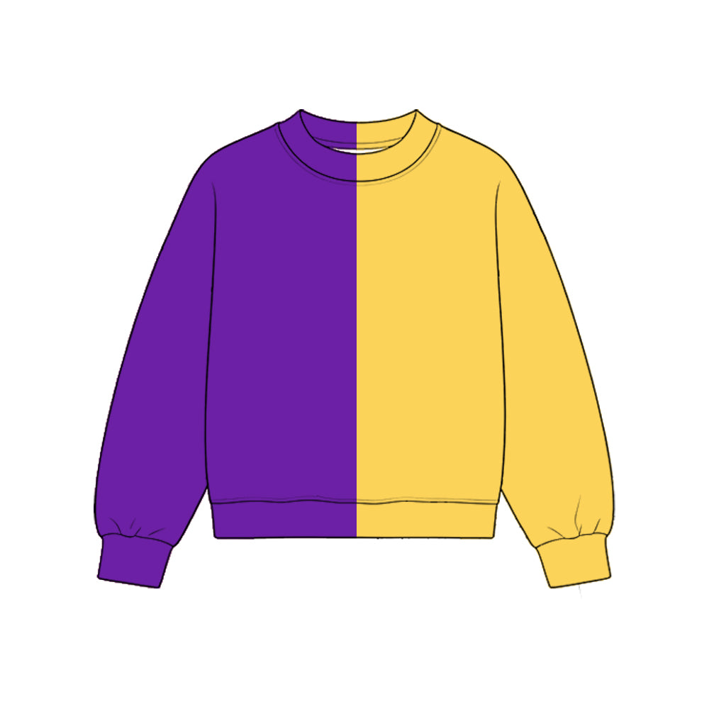 Custom moq 5 girls  Blank Cotton Dark Purple + Mustard Yellow Sweatshirt