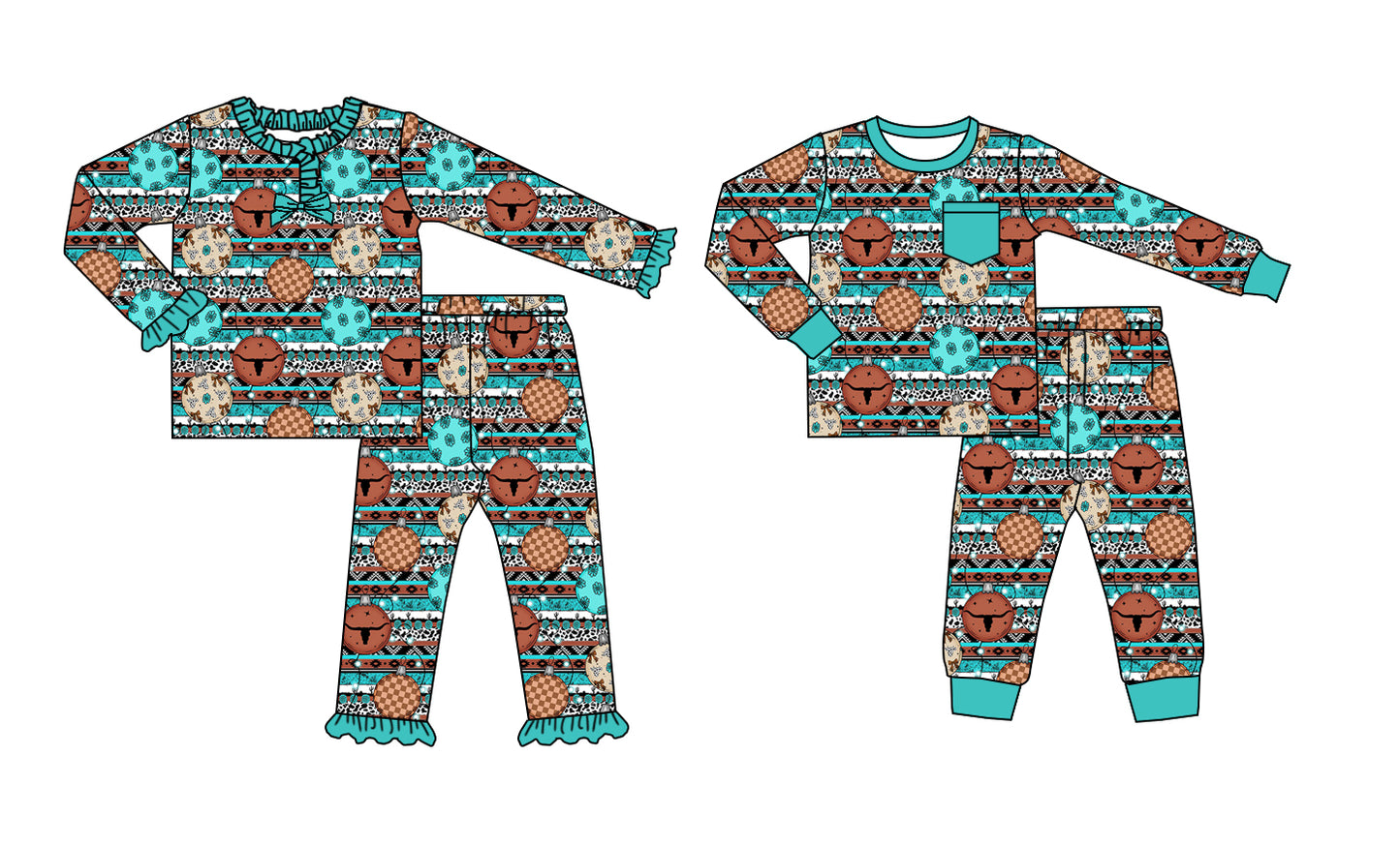 25.8.26 custom each style moq 5 eta 4-6week Sibling Sisters cow head baby girl long sleeve pants sets 2