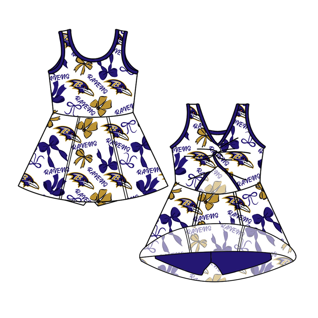 Custom moq 5 mix sizes summer teams baby girls clothes team blue short sleeve skirts shorts sets 1 and skirts sets 2 and and skirts sets 2 and dress 1 and dress 2 and dress 3 and dress 4-25.6.9