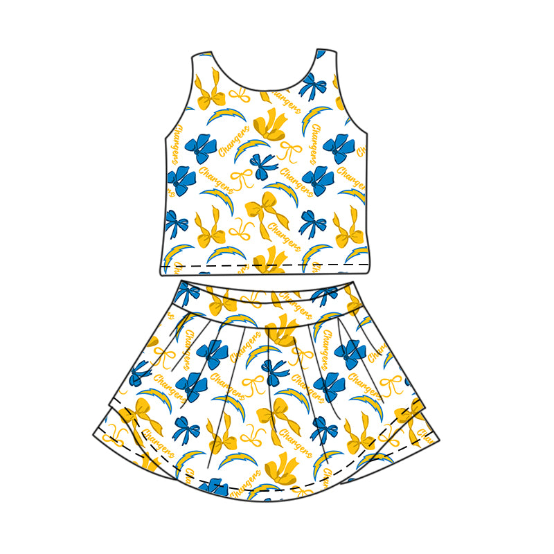 Custom moq 5 mix sizes summer teams baby girls clothes team short sleeve skirts shorts sets 1 and skirts sets 2 and dress 1 and dress 2 and dress 3 and dress 4-25.6.4