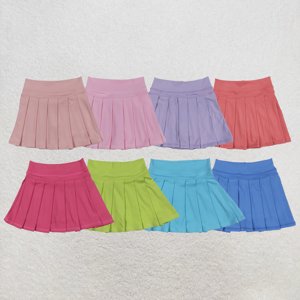 RTS NO MOQ Sibling Baby Girls Pink Yoga Skorts Pleated Skirts Bottom