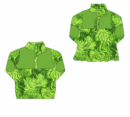 25.8.21 custom each style moq 5eta 4-6week Sibling Sister green baby boy long sleeve top 2