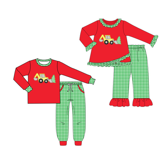 25.6.17 custom each style moq 5eta 4-6week Sibling Sisters red baby girl long sleeve pants sets 1 and sets 2 match family design