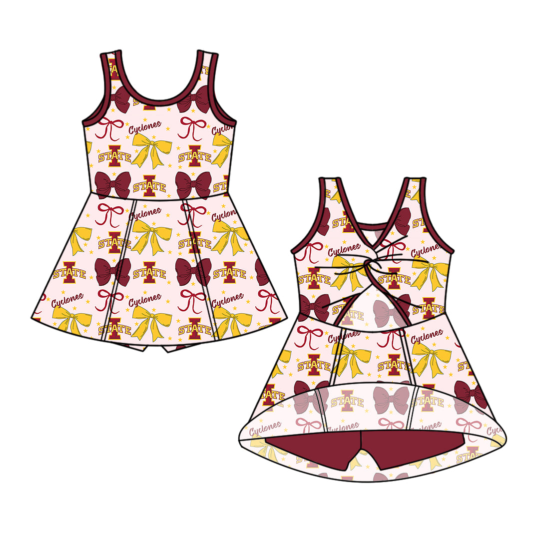 Custom moq 5 mix size milk silk summer teams baby girls clothes team bow red sleeveless skirts sets and dress 1 and dress 2 and top-25.6.21