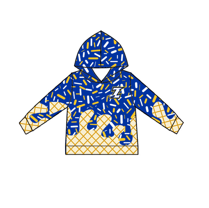 Custom moq 5 mix size milk silk baby girls clothes team bow blue hooded long sleeve tops and and skirts sets and dress and shorts-25.7.17