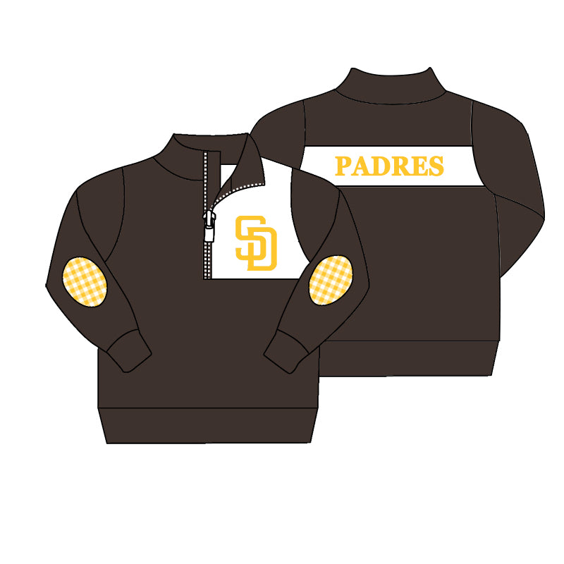 Custom moq 5 mix size milk silk summer teams Girls Long Sleeve Brown Top Matching Short Sleeve Set Boys Tops