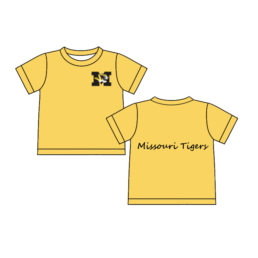 Custom moq 5 mix sizes summer teams baby girls clothes team yellow short sleeve skirts shorts sets dress top-25.5.9