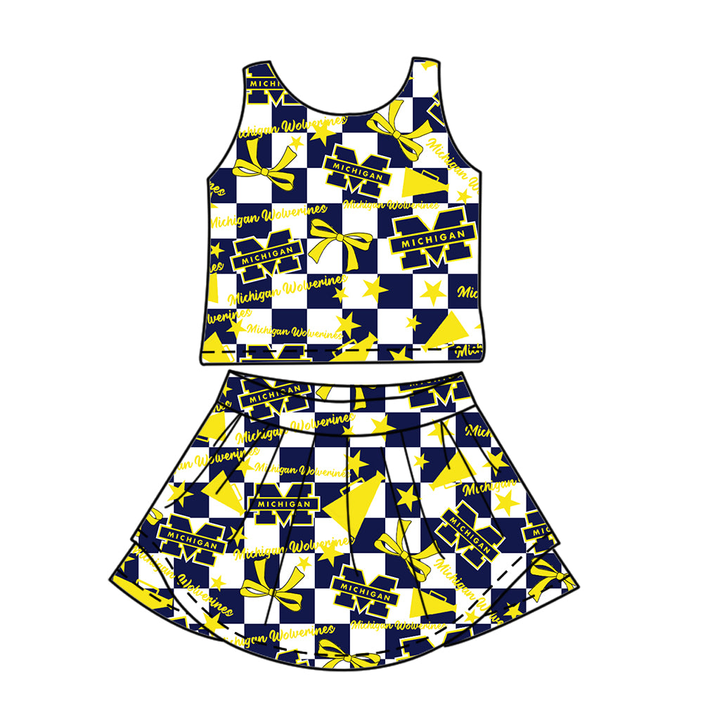 Custom moq 5 mix size milk silk summer teams baby girls clothes team bow blue sleeveless skirts sets and dress 1 and dress 2 and dress 3-25.6.30