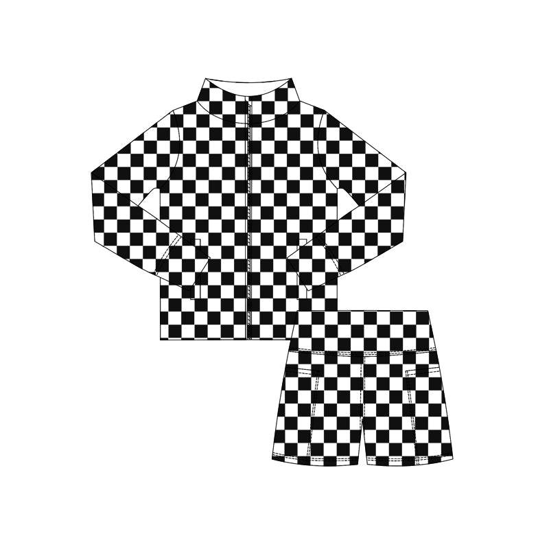 25.5.30 custom each style moq 5eta 4-6week Sibling Sister plaid baby girl long sleeve shorts sets 1 and set 4 match design
