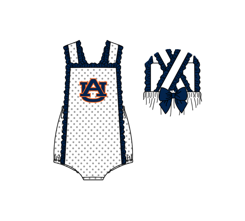 Custom moq 5 mix size milk silk summer teams Navy Polka Dot Baby Romper Set Short-Sleeved Thong Dress for Girls And Short-Sleeved Shorts for Boys Cute Baby Outfit Combination