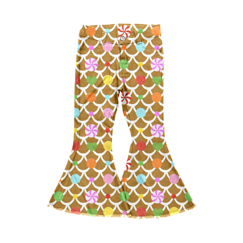 5.16custom each style moq 5eta 4-5week Christmas style prints long bell-bottom series