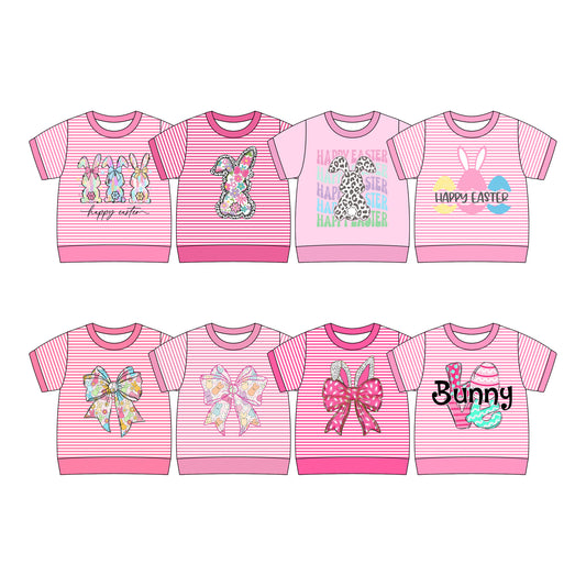 25.9.23 custom each style moq 8 eta 6-8week Sibling Sisters easter baby girl short sleeve top 8 match family design